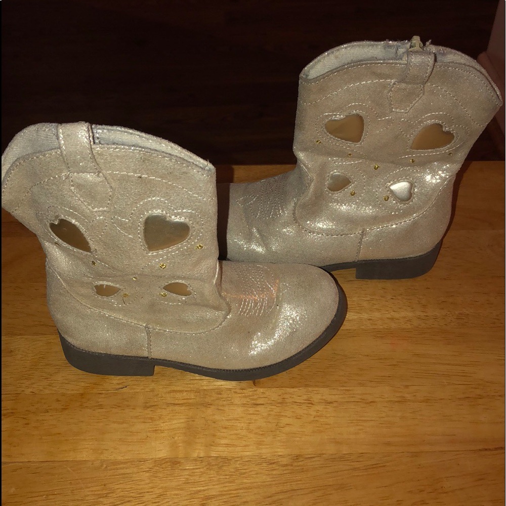 Girls Gold Heart Cowboy Boots